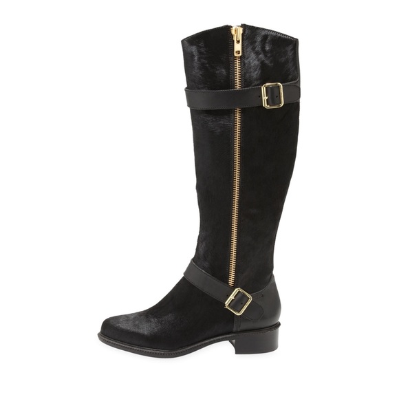 Rachel Zoe Thomas Pony Hair Tall Black Boots - Picture 1 of 8